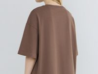 Футболка оверсайз с принтом, Коричневый