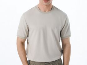 Футболка из фактурной ткани, Бежевый