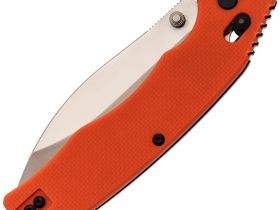 Складной нож Obertech ns-01 thumb stud satin, сталь VG-10, рукоять G10, оранжевый