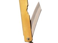 Нож складной Higonokami, 80 мм, сталь AoGami 3 слоя, рукоять латунь, золотистый