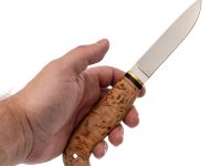 Кованый нож Финский-2, сталь Х12МФ, карельская берёза