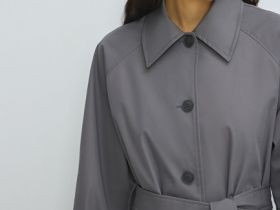 Однобортный длинный плащ, Серый