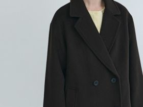 Длинное двубортное пальто из шерсти, Коричневый