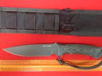 Нож с фиксированным клинком Spartan Blades Harsey Difensa, сталь CPM-S35VN Tungsten DLC, рукоять черная микарта, чехол черный