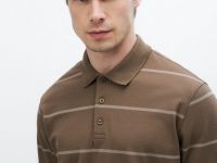 Поло в полоску, Серый