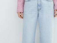 Свободные джинсы со средней посадкой, Голубой