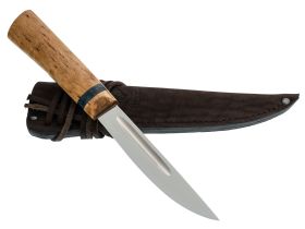 Походный нож Северный средний, сталь 65Х13, карельская береза с цветной вставкой