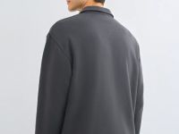 Толстовка с воротником поло на молнии, Серый