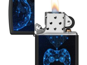 Зажигалка ZIPPO Gaming с покрытием Black Matte, латунь/сталь, черная, матовая, 38x13x57 мм