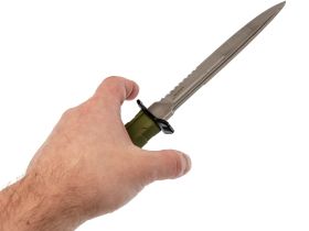 Тактический нож Mr.Blade Leshiy serrated stonewash, сталь AUS-8, рукоять OD Green Elastron