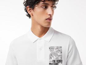 Мужское поло Lacoste с контрастным принтом