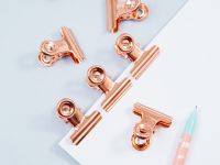 Зажимы-бульдоги для бумаг Meshu "Rose Gold" 6 шт 25 мм, бокс с европодвесом