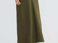 Юбка А-силуэта из сатина, Зеленый