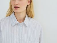 Рубашка в полоску с вышивкой, Серый