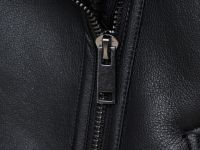 Дублёнка с воротником из искусственного меха, Черный