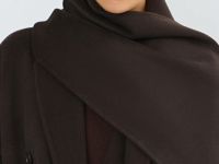 Длинное двубортное пальто с шарфом, Коричневый