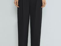 Зауженные книзу брюки изо льна, Черный