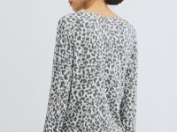 Полупрозрачный лонгслив с леопардовым принтом, Серый
