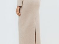 Вязаная юбка миди, Бежевый