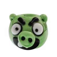 Бусина Angry bird, зеленая, стекло