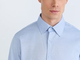 Рубашка из ткани шамбре, Голубой