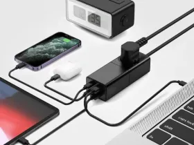 Сетевое зарядное устройство WIWU GaN 5 в1 100W 2хUSB/2хType-C (Wi-S004) (черный)