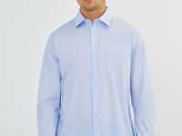 Рубашка из эластичной ткани, Голубой