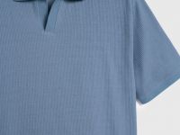 Поло из текстурной хлопковой ткани, Синий