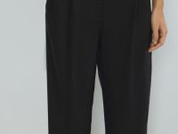 Зауженные книзу брюки изо льна, Черный