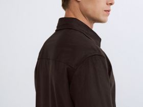 Плотная рубашка из трикотажа, Коричневый