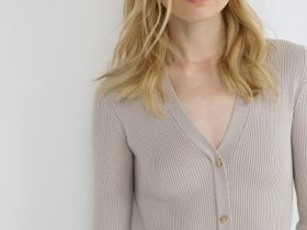 Вязаное платье мини, Бежевый