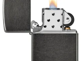 Зажигалка ZIPPO Logo с покрытием Gray Dusk, латунь/сталь, серая, матовая, 38x13x57 мм