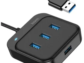 Адаптер Hoco HB31 4 в 1 USB на 4xUSB 1.2m (Grey)