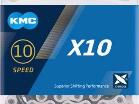 Цепь KMC X10 10 скоростей, замок (серебристый / черный 116 звеньев)