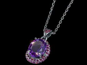 Подвеска из серебра с аметистом и фианитами э0607пд01260367