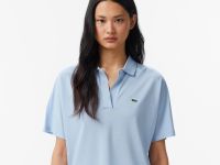 Женская рубашка-поло Lacoste из струящегося хлопка свободного кроя