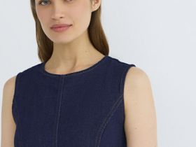 Джинсовое платье миди, Синий