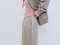 Базовые широкие брюки с эффектом стирки, Бежевый