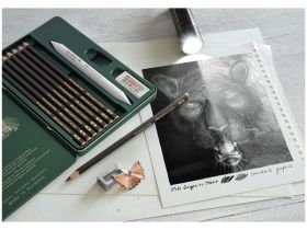 Набор карандашей чернографитовых матовых Faber-Castell "Pitt Graphite Matt" 8 шт, заточ, ластик, мет