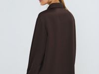 Блузка из жатого сатина, Коричневый