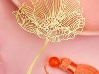 Закладка для книг с кисточкой "Дикий мак" (латунь, нейлон)