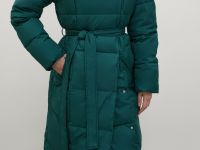 Стеганое утепленное пальто с поясом