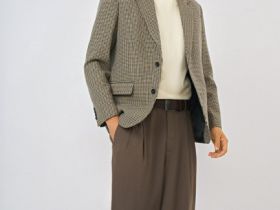 Однобортный пиджак из смесовой шерсти, Коричневый