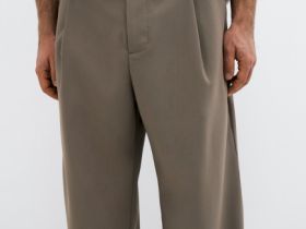 Широкие брюки со складками, Бежевый