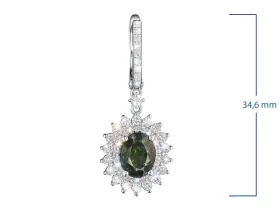 Серьги из белого золота с хромдиопсидами э4754сг08220453