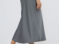 Юбка макси из сатина, Серый