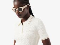 Женское поло Lacoste фактурной вязки