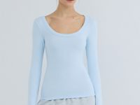 Приталенный лонгслив в рубчик, Голубой