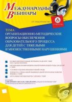 Международный вебинар "Организационно-методические вопросы обеспечения образовательного процесса для детей с тяжелыми и множественными нарушениями"