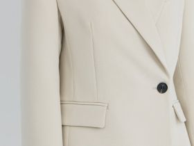 Приталенный двубортный жакет, Бежевый